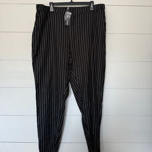 Coofandy Women’s XXL Black Striped Pants Ankle New